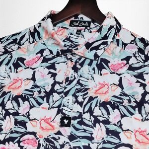 Bad Birdie Tropical Hawaiian Golf Polo Mens Large Colorful Geometric Floral